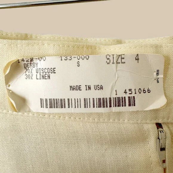 Vintage Linen Blend Pleated Midi Pencil Skirt (4) - Picture 4 of 8